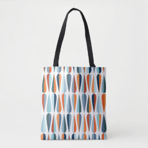 Retro mid-century, drop shapes pattern. tote bag
