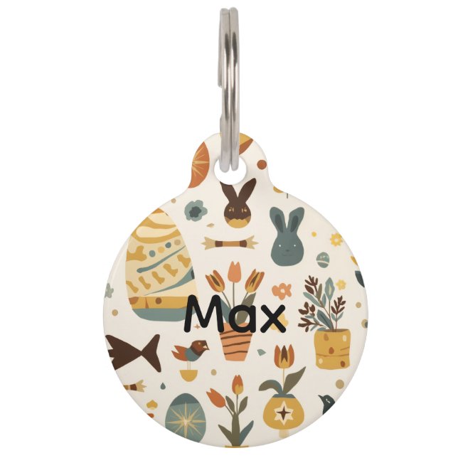Retro Mid‑Century Easter Pet Tag | Atomic Bunny (Front)