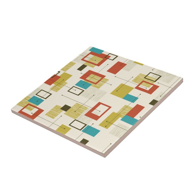 Retro Mid-Century Geometric Colourful Pattern Tile (Side)