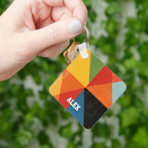 Retro Mid-Century Geometric Custom Key Chain