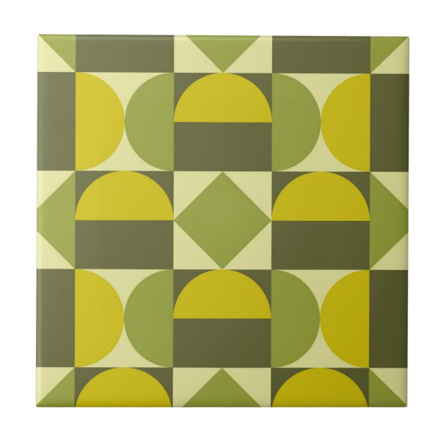Retro Mid Century Geometric Design Tile (Front)