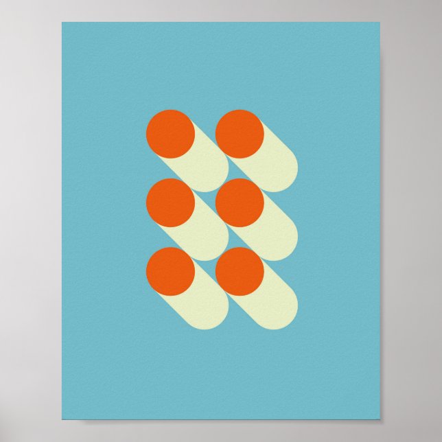 Retro Mid Century Geometric Dots  Poster (Front)