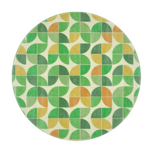   Retro Mid century  Geometric floral  green    Cutting Board