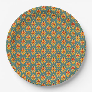 Retro Mid- Century Geometric Print Patterned Paper Plate