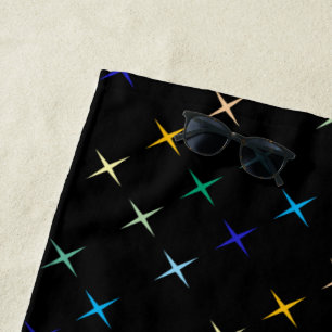 Retro Mid Century Geometric Stars Art Design Beach Towel