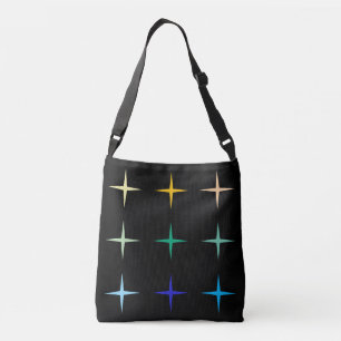 Retro Mid Century Geometric Stars Art Design Crossbody Bag