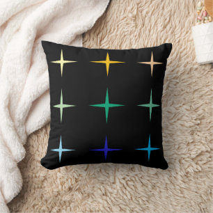 Retro Mid Century Geometric Stars Art Design Cushion
