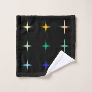 Retro Mid Century Geometric Stars Art Design Wash Cloth