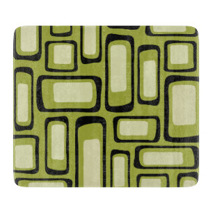 Retro Mid-Century Green Rounded Rectangle Grid Cutting Board