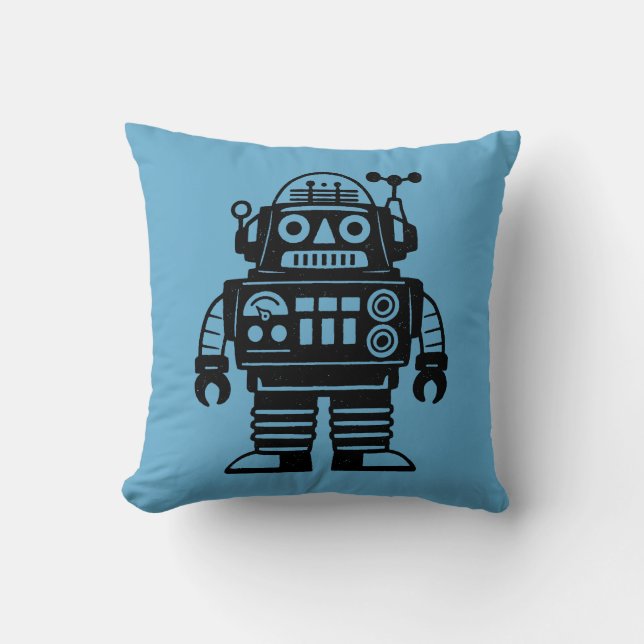 Retro Mid Century Inspired Robot Cushion (Front)