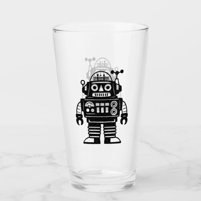 Retro Mid Century Inspired Robot Glass (Front)