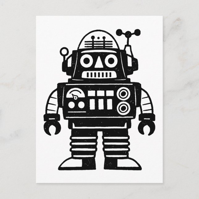Retro Mid Century Inspired Robot Postcard (Front)