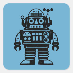 Retro Mid Century Inspired Robot Square Sticker