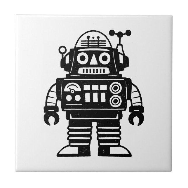 Retro Mid Century Inspired Robot Tile (Front)