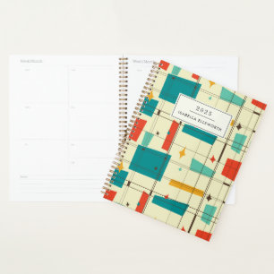 Retro Mid Century Mod Atomic Space Age Teal 2025 Planner