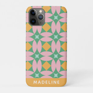 Retro Mid Century Mod Pattern Green Personalised iPhone 11 Pro Case