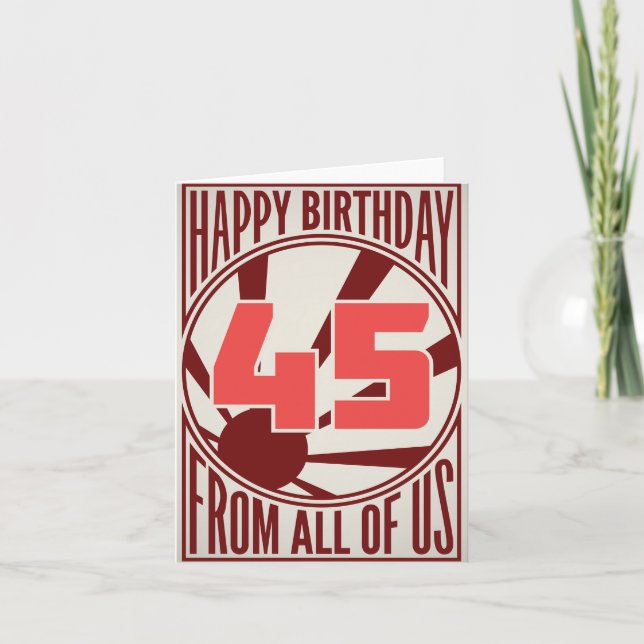 Retro Mid-Century Modern 45th Birthday Card (Front)