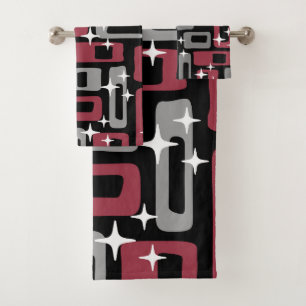 Retro Mid Century Modern Abstract Bath Towel Set