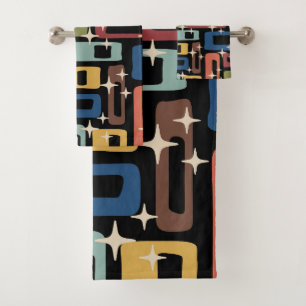Retro Mid Century Modern Abstract Bath Towel Set