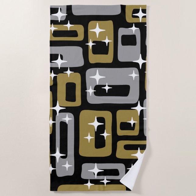Retro Mid Century Modern Abstract Beach Towel (Front)