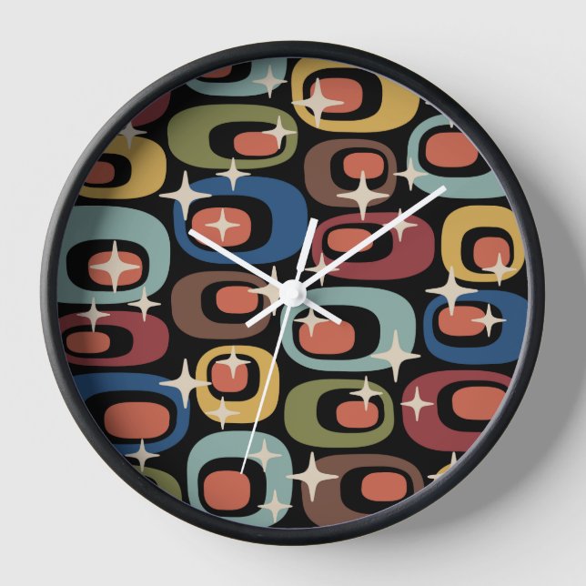 Retro Mid Century Modern Abstract Clock (Front)