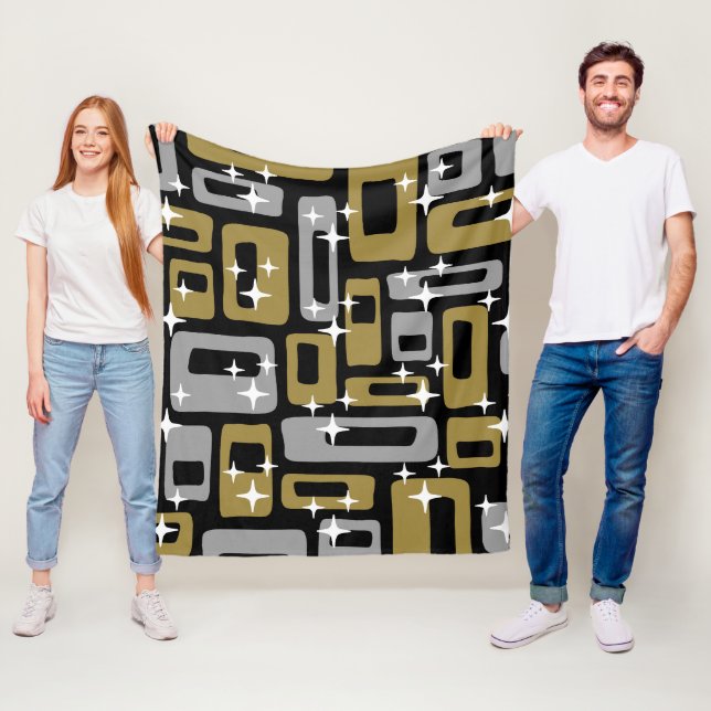Retro Mid Century Modern Abstract Fleece Blanket (In Situ)
