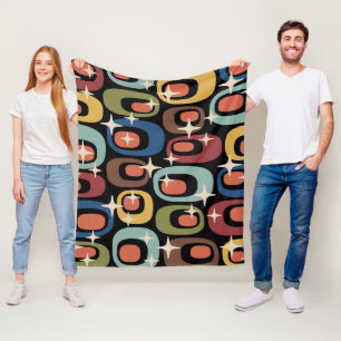 Retro Mid Century Modern Abstract Fleece Blanket