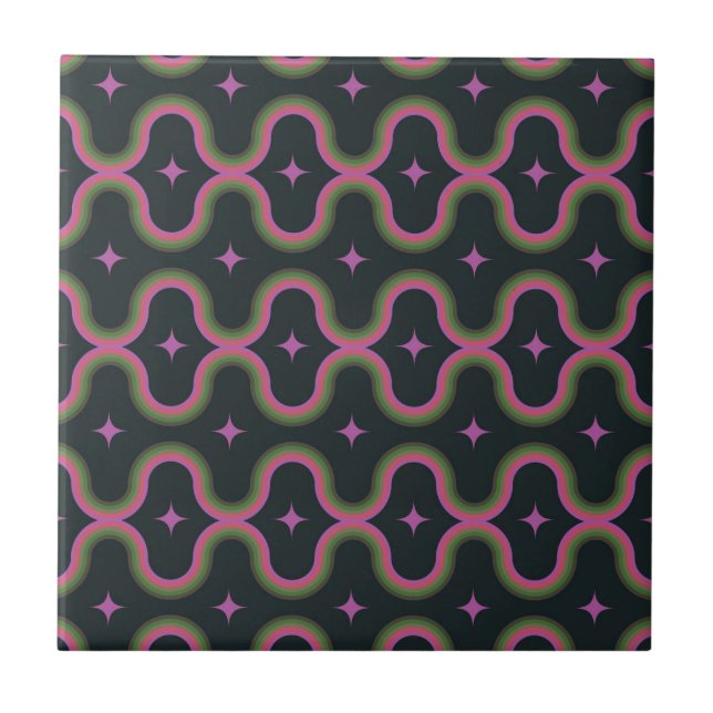 Retro Mid Century Modern Abstract Geometric Tile (Front)