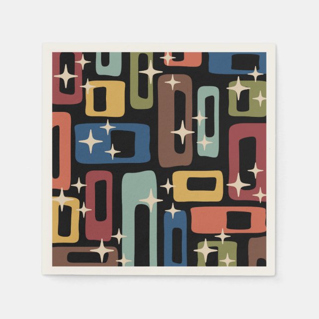 Retro Mid Century Modern Abstract Napkin (Front)