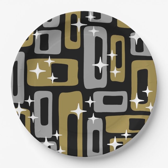 Retro Mid Century Modern Abstract Paper Plate (Front)