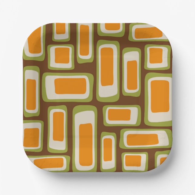 Retro Mid Century Modern Abstract Paper Plate (Front)