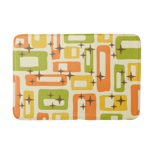 Retro Mid Century Modern Abstract Pattern Bath Mat
