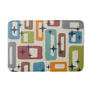 Retro Mid Century Modern Abstract Pattern Bath Mat