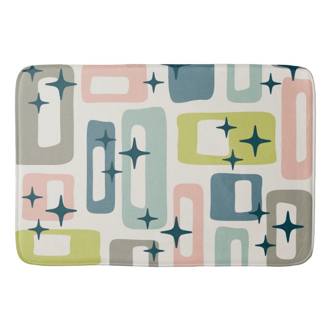 Retro Mid Century Modern Abstract Pattern Bath Mat (Front)