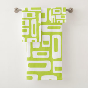 Retro Mid Century Modern Abstract Pattern Bath Towel Set