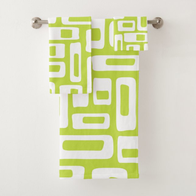 Retro Mid Century Modern Abstract Pattern Bath Towel Set (Insitu)