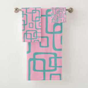 Retro Mid Century Modern Abstract Pattern Bath Towel Set