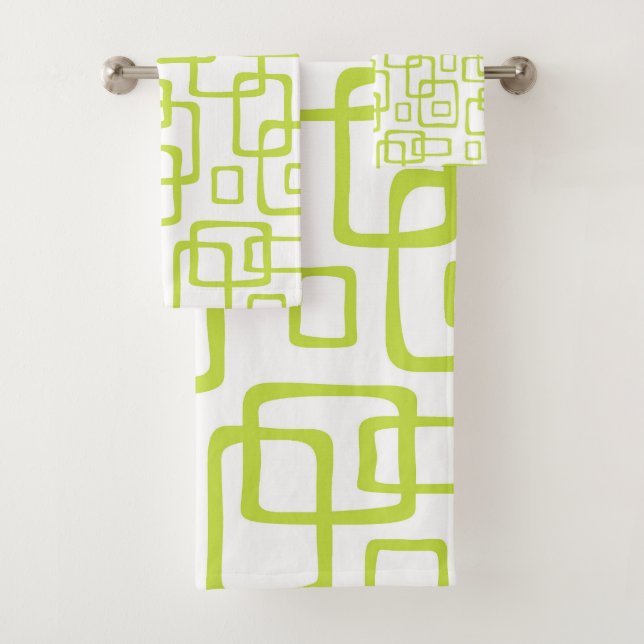 Retro Mid Century Modern Abstract Pattern Bath Towel Set (Insitu)