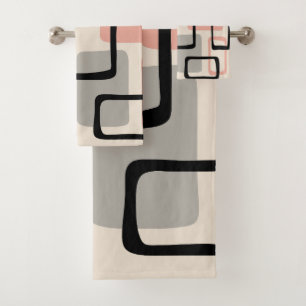 Retro Mid Century Modern Abstract Pattern Bath Towel Set