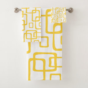 Retro Mid Century Modern Abstract Pattern Bath Towel Set
