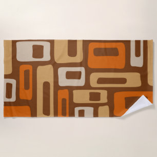 Retro Mid Century Modern Abstract Pattern Beach Towel