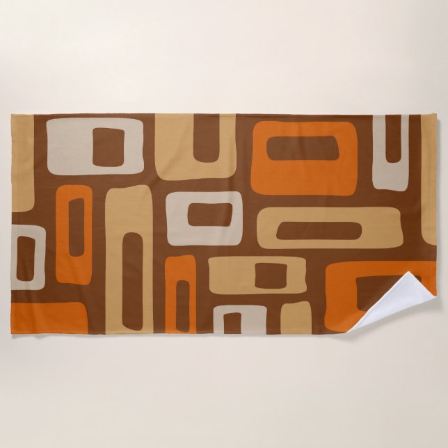 Retro Mid Century Modern Abstract Pattern Beach Towel (Front)
