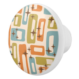 Retro Mid Century Modern Abstract Pattern Ceramic Knob