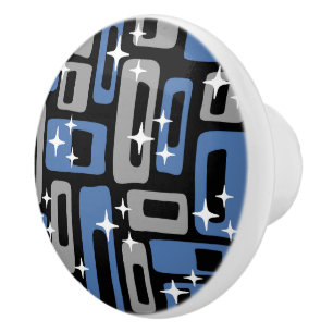 Retro Mid Century Modern Abstract Pattern Ceramic Knob