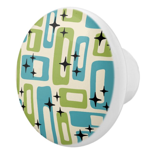 Retro Mid Century Modern Abstract Pattern Ceramic Knob (Right)