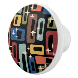 Retro Mid Century Modern Abstract Pattern Ceramic Knob