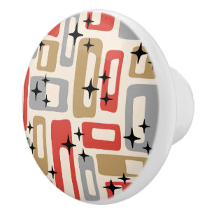 Retro Mid Century Modern Abstract Pattern Ceramic Knob