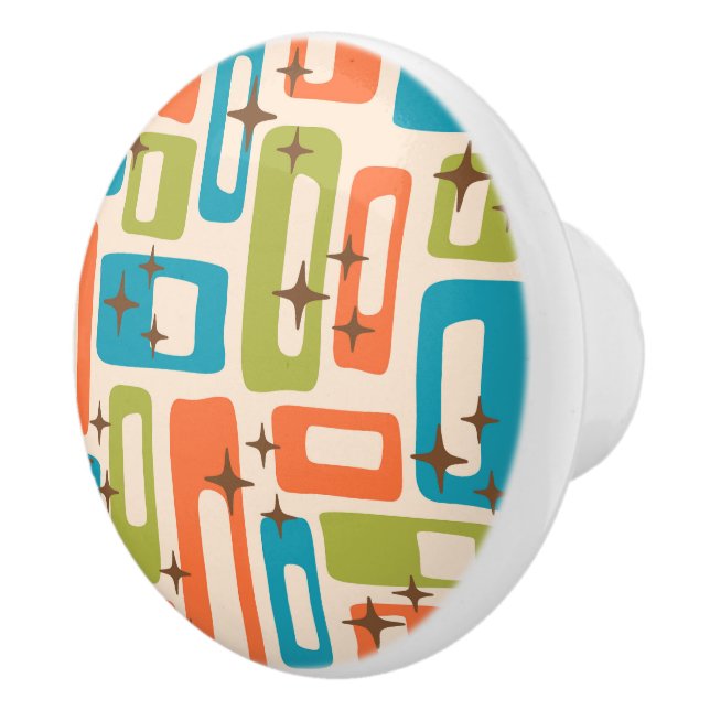 Retro Mid Century Modern Abstract Pattern Ceramic Knob (Right)