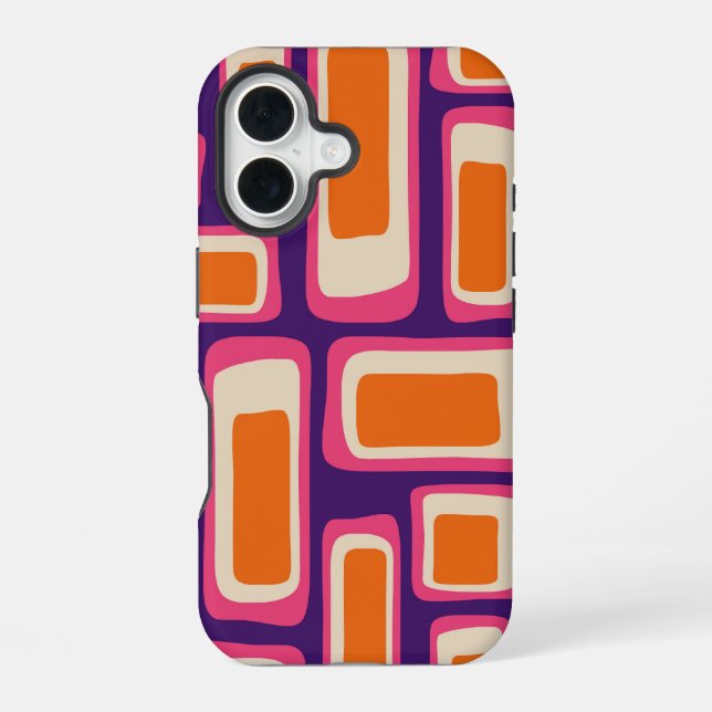 Retro Mid Century Modern Abstract Pattern iPhone 16 Case (Back)