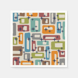 Retro Mid Century Modern Abstract Pattern Napkin